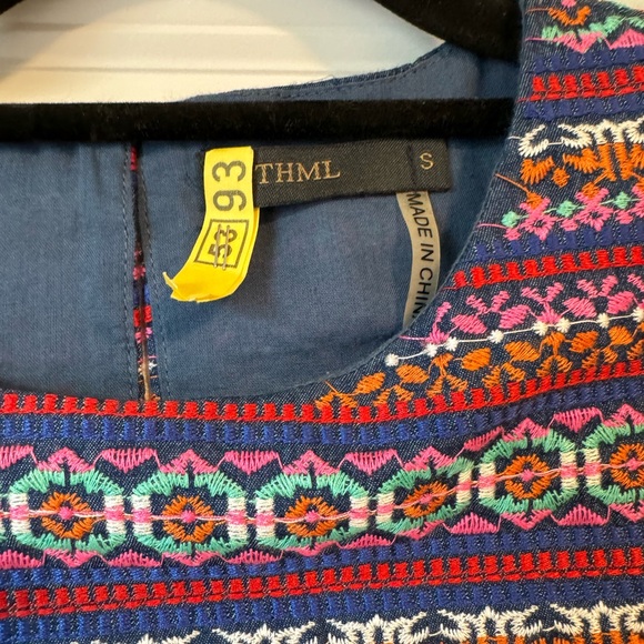 THML | Boho Striped Embroidered Shift Dress - Picture 5 of 9